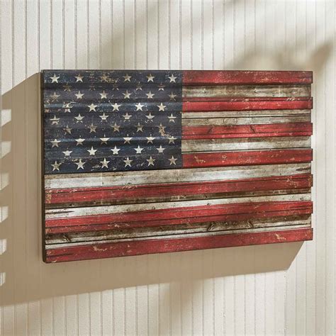 Large Wood American Flag Wall Art