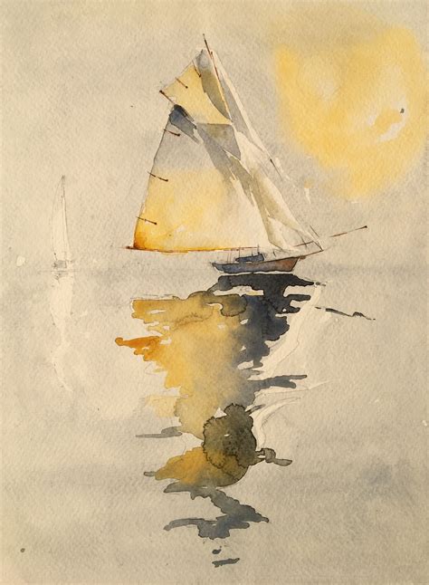Sailing Boat Watercolor Sailboat Art Sailboat Painting Boat Painting