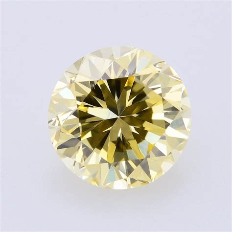 069 Carat Fancy Light Yellow Diamond Round Shape Vvs2 Clarity Gia
