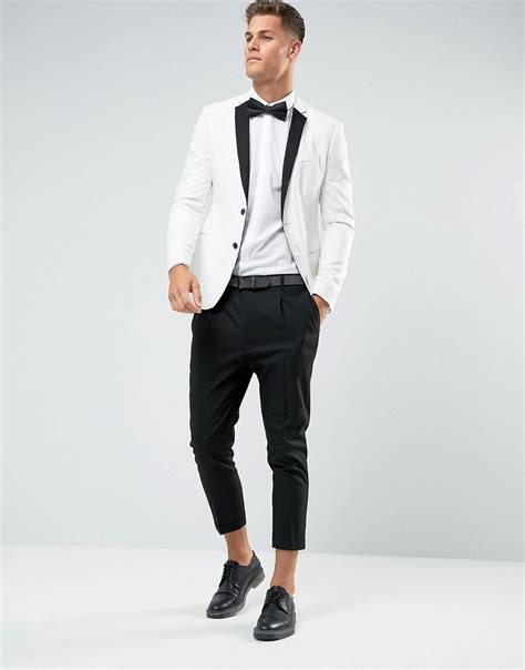 Check out asos design for all the latest trends in modern fits, and wrap up in style this season with a men's winter coat that's as practical as it is stylish. New Look Synthetic Tuxedo Jacket In White for Men - Lyst
