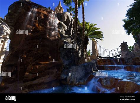 Majestic Stone Cascade: A Tranquil Oasis in a Bustling World Stock