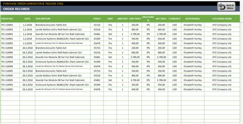 excel purchase order template ready