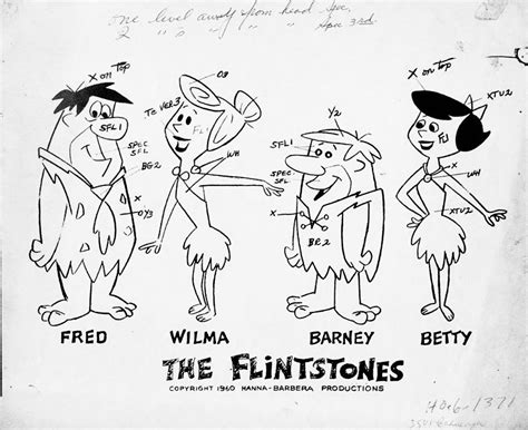 The Flintstones Model Comparison Sheet 1960 Tv Land Hanna Barbera