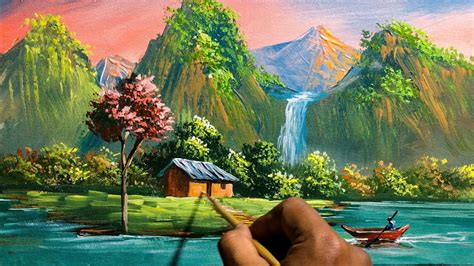 Painting A Beautiful Mountain Landscape With Acrylic Scenery Painting