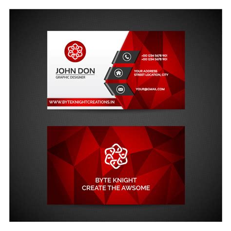 Registering online or in person takes just a couple of minutes. Red Polygonal Business card #VC128 - BK Designs
