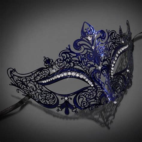 Woman Dark Blue Luxury Mask Mask Venetian Halloween Ball Masquerade Mask Sweet 16 Masquerade