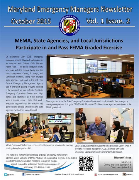 Maryland Emergency Managers Newsletter October 2015 Vol 1 Issue 2 By