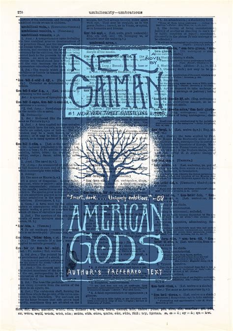 American Gods By Neil Gaiman Book Cover Art Print Etsy