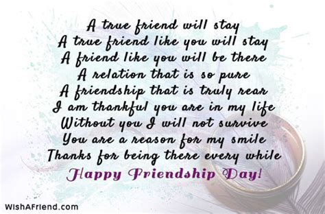 A True Friend Will Stay Friendship Day Poem