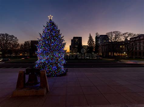 Boise City Seen From The Capital Christmas Tree At Night Editorial