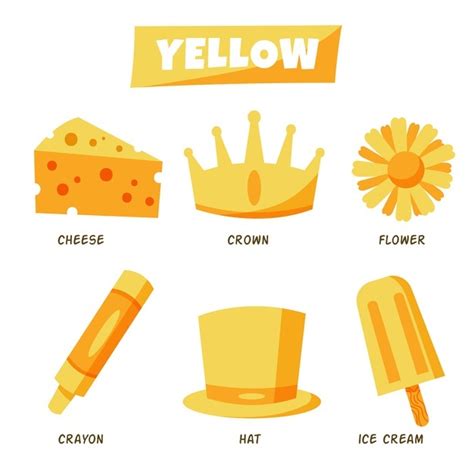 Free Vector Yellow Objects And Vocabulary Set In English