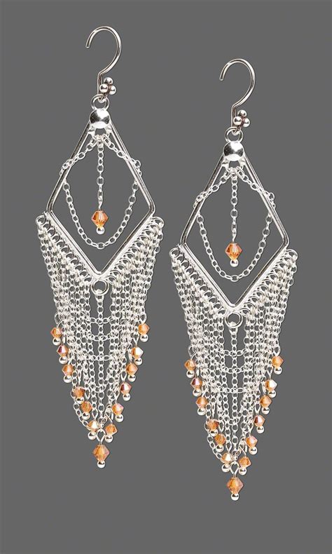 Jewelry Design Earrings With Sterling Silver Chain And Topaz Ab