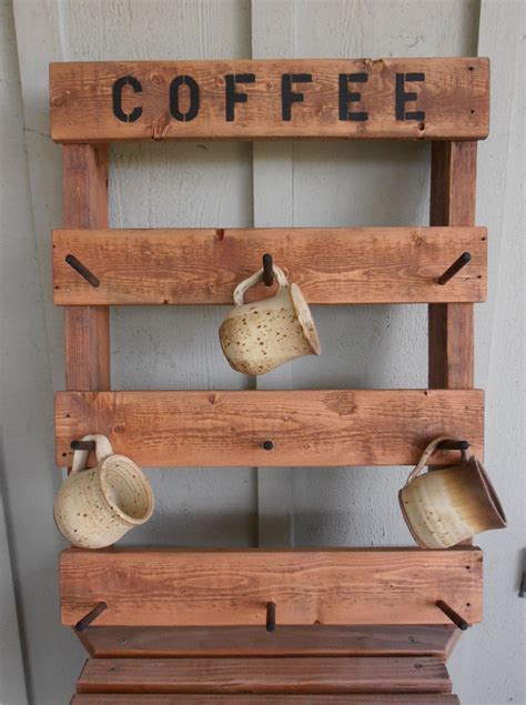 Mug tree holder 6 cups drying organizer stainless steel coffee durable. Coffee Mug Rack Rustic Coffee Mug Rack Pallet Wood Mug ...