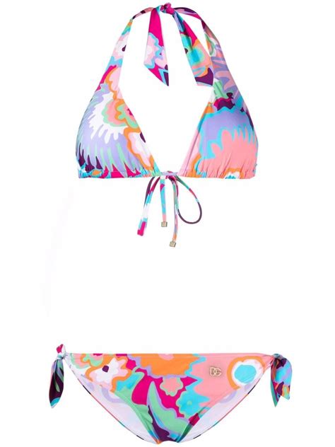 Dolce Gabbana Floral Print Triangle Bikini Smart Closet