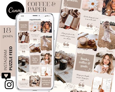 Blogger Instagram Post Templates For Canva Beige Instagram Feed Nude