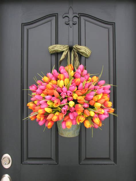 Spring Wreaths Tulips Farmhouse Door Wreaths By Twoinspireyou