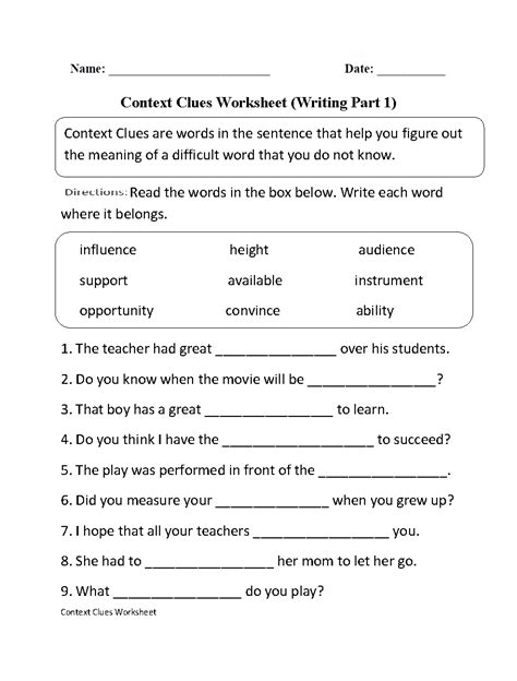 Little black boys and black girls, little white boys and. Context Clues Worksheet Writing Part 1 Intermediate ...