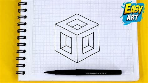 Dibujos Muy Faciles De Hacer 🔴 Como Dibujar Un Cubo 3d Con Agujeros