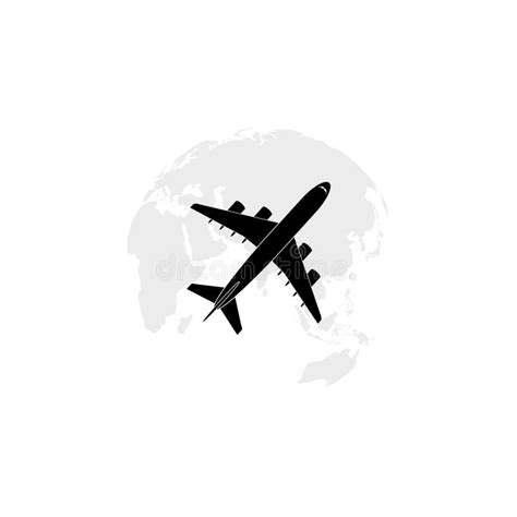 Airplane Icon With Pin Map Symbol Isolated On White Background Stock