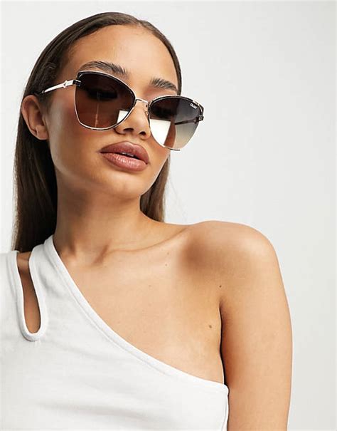 Quay Dusk To Dawn Cat Eye Embellished Sunglasses In Rose Gold Asos