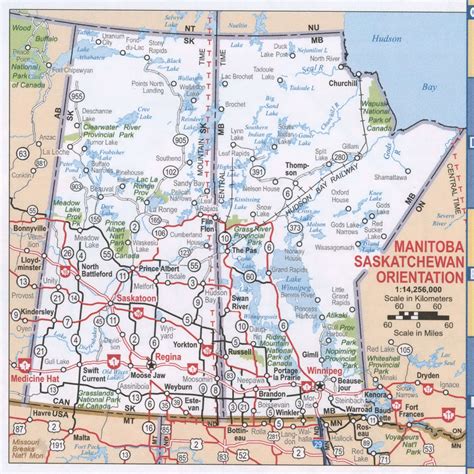 Manitoba Saskatchewan Map With Cities And Towns