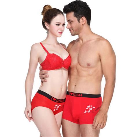 2017 hot sexy couple underwear cotton panties man red panties male female mid rise lovers man