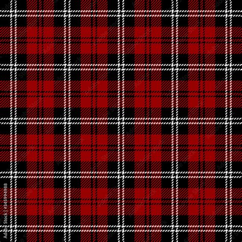 Tartan Plaid Scottish Pattern In Black Maroon And White Cage