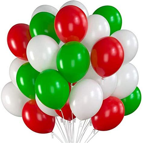Christmas Party Balloons 12 Inch Red Green And White Balloons With