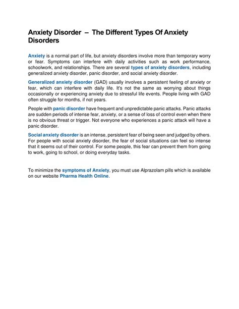 Ppt Anxiety Disorder The Different Types Of Anxiety Disorders