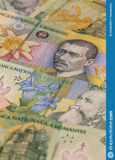 Romanian Leu Banknotes Ron Romania Rou Stock Photo Image Of
