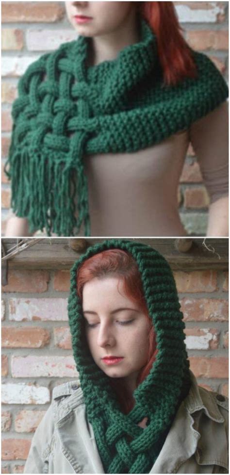 Celtic Knot Loop Scarf Pattern For Knitters The WHOot Braided Scarf Scarf Knitting Patterns