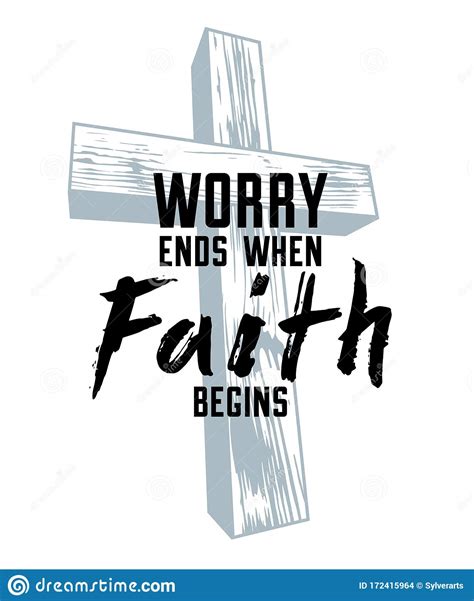 Worry Ends When Faith Begins Christian Poster With Wooden Cross Vector