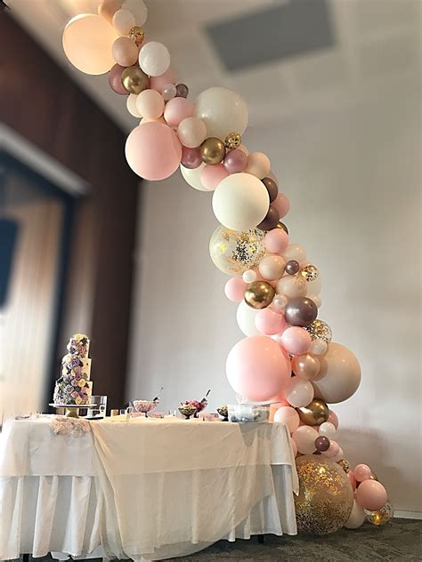 Blush Gold Confetti And Mauve Wedding Organic Balloon Garland Stylish
