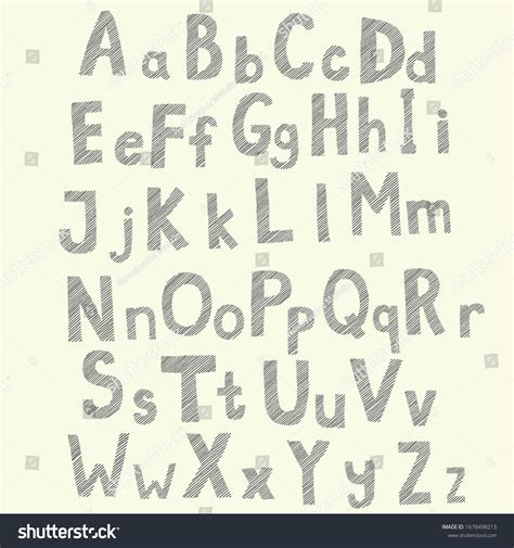 Vektor Stok Stylized English Alphabet Uppercase Lowercase Letters