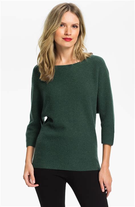 Nordstrom Collection Dolman Sleeve Cashmere Sweater In Green Green