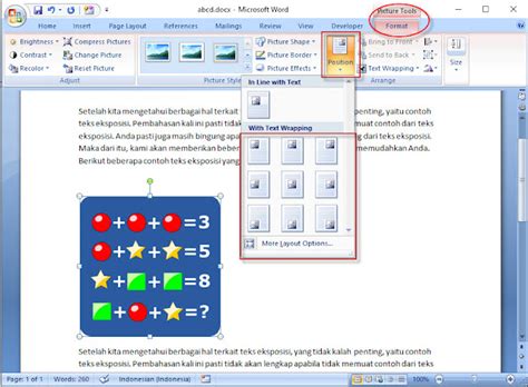 Cara Mengatur Posisi Gambar Di Word