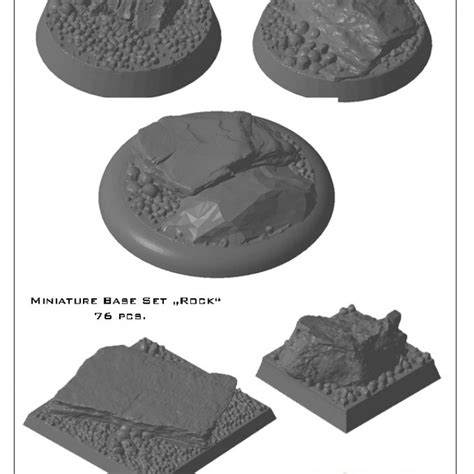 3d Printable 76x Miniatures Bases Rock Stl Files By 3d Printfiles