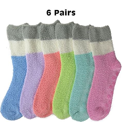 Buy Bright Fuzzy Socks Ultra Soft Womens 6 Pack Striped And Solid By Debra Weitzner Online At