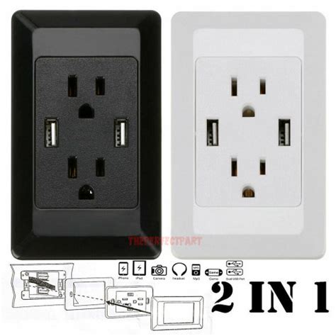 Dual Usb Port Wall Socket Charger Ac Power Receptacle Outlet Plate
