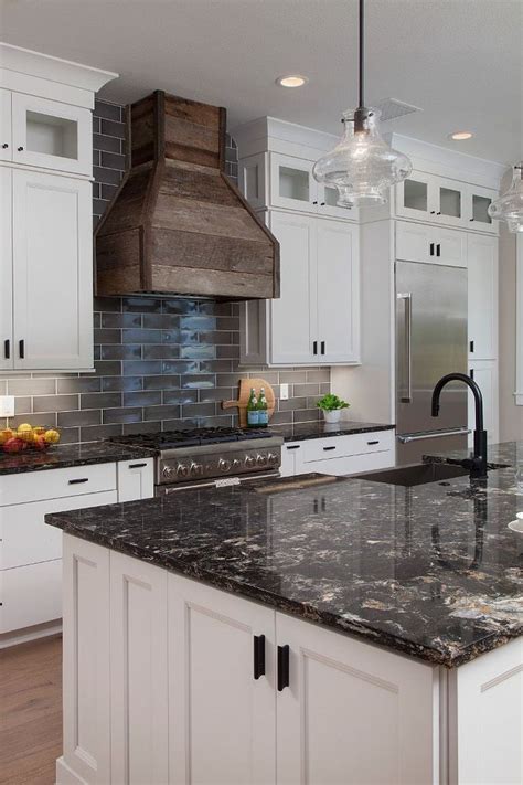 White Kitchen Cabinets With Black Countertops Backsplash A Stylish