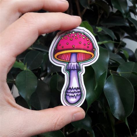 Sticker Mushroom Stickers 3 Pack Cute Colorful Trippy Etsy