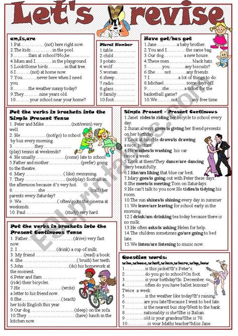 Revision Exercises Esl Worksheet By Kodora English Grammar English Grammar Test Basic Grammar