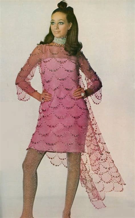 1968 Late 60s Cocktail Dress Pink Mini Above The Knee Sheer Illusion