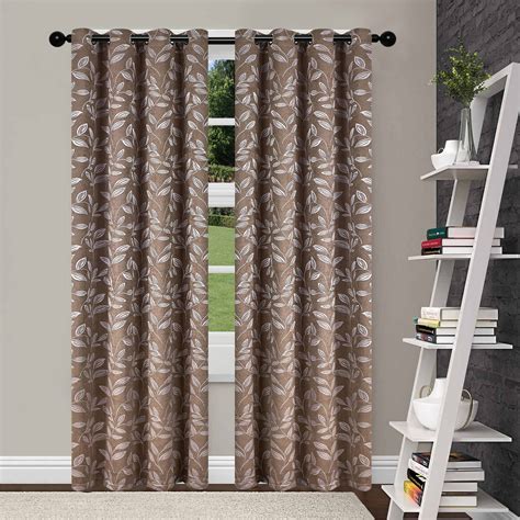 Superior Leaves Insulated Thermal Blackout Grommet Curtain Panel Pair