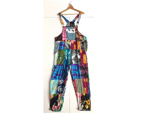 PATCHWORK HIPPY DUNGAREES Jumpsuit Fair Trade Multi Coloured Etsy