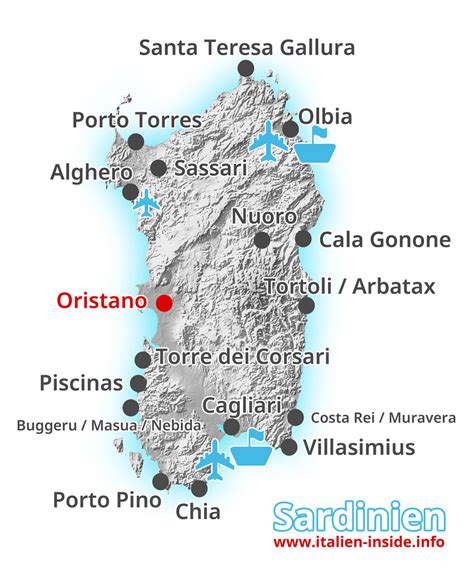 Auf unserer karte finden sie alle unsere ferienhäuser. Oristano | www.italien-inside.info