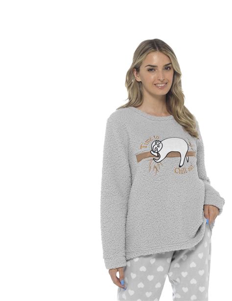Ladies Snuggle Fleece Pyjama Set Loungewear Pyjamas Warm Soft Fleece Pj Sets Ebay