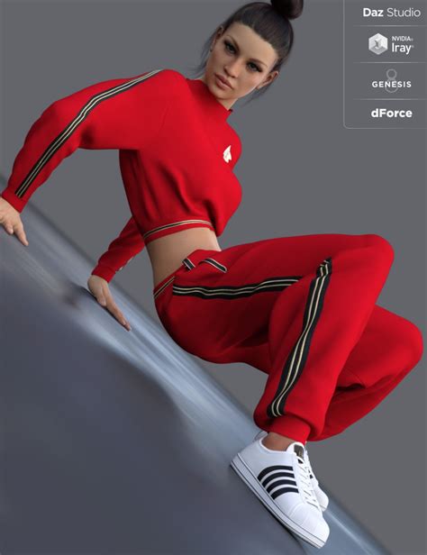 dforce sporty babe outfit for genesis 8 female s daz3ddl