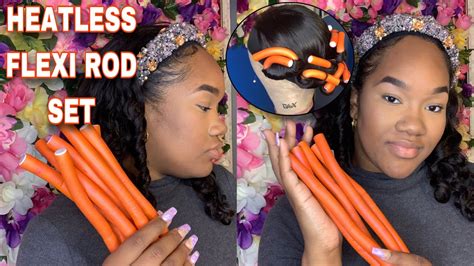 Overnight HEATLESS CURLS With Flexi Rods Flexi Rod Set On My HEADBAND WIG UNICE HAIR YouTube