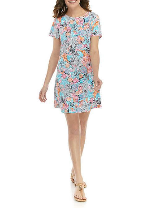 Crown And Ivy™ Short Sleeve Pleated Back Printed Dress Belk